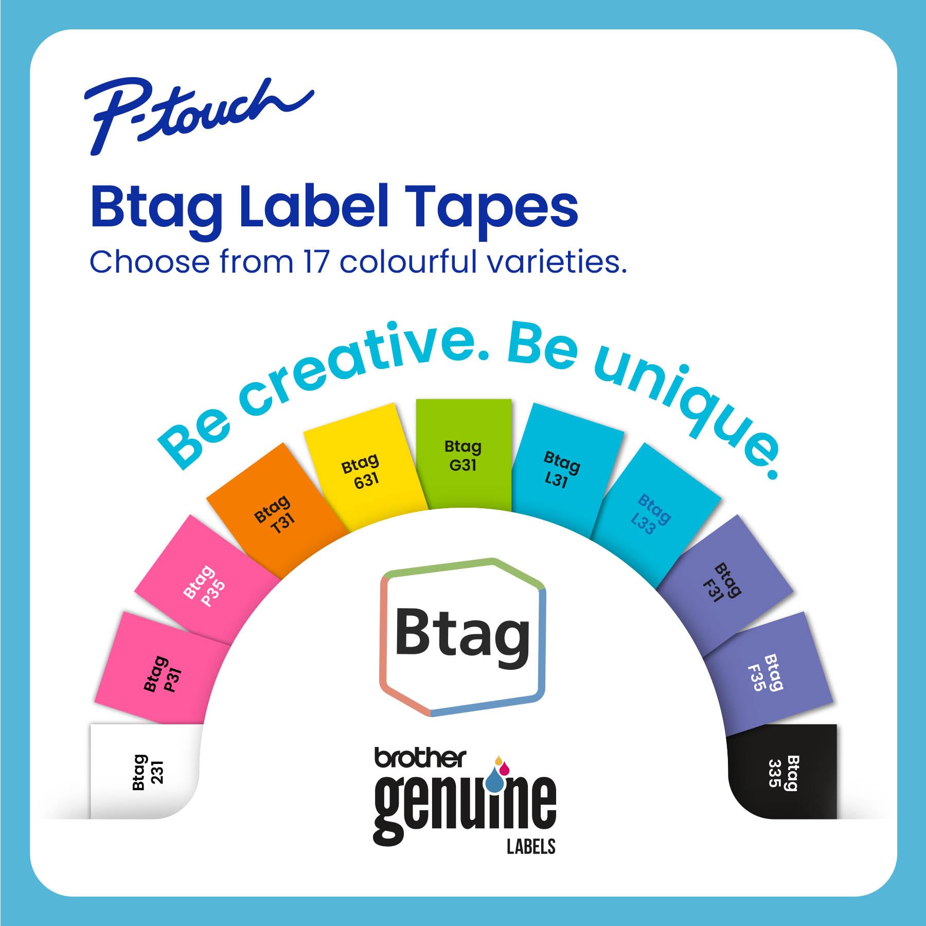 Brother Genuine P-Touch Btag BTAGL33 Blue on Light Blue Label Tape ~1/2in by 13.1ft (12mm x 4m). (Works Only with Brother PT-N10, PT-N20, PT-N25BT Label Makers) - Image 4