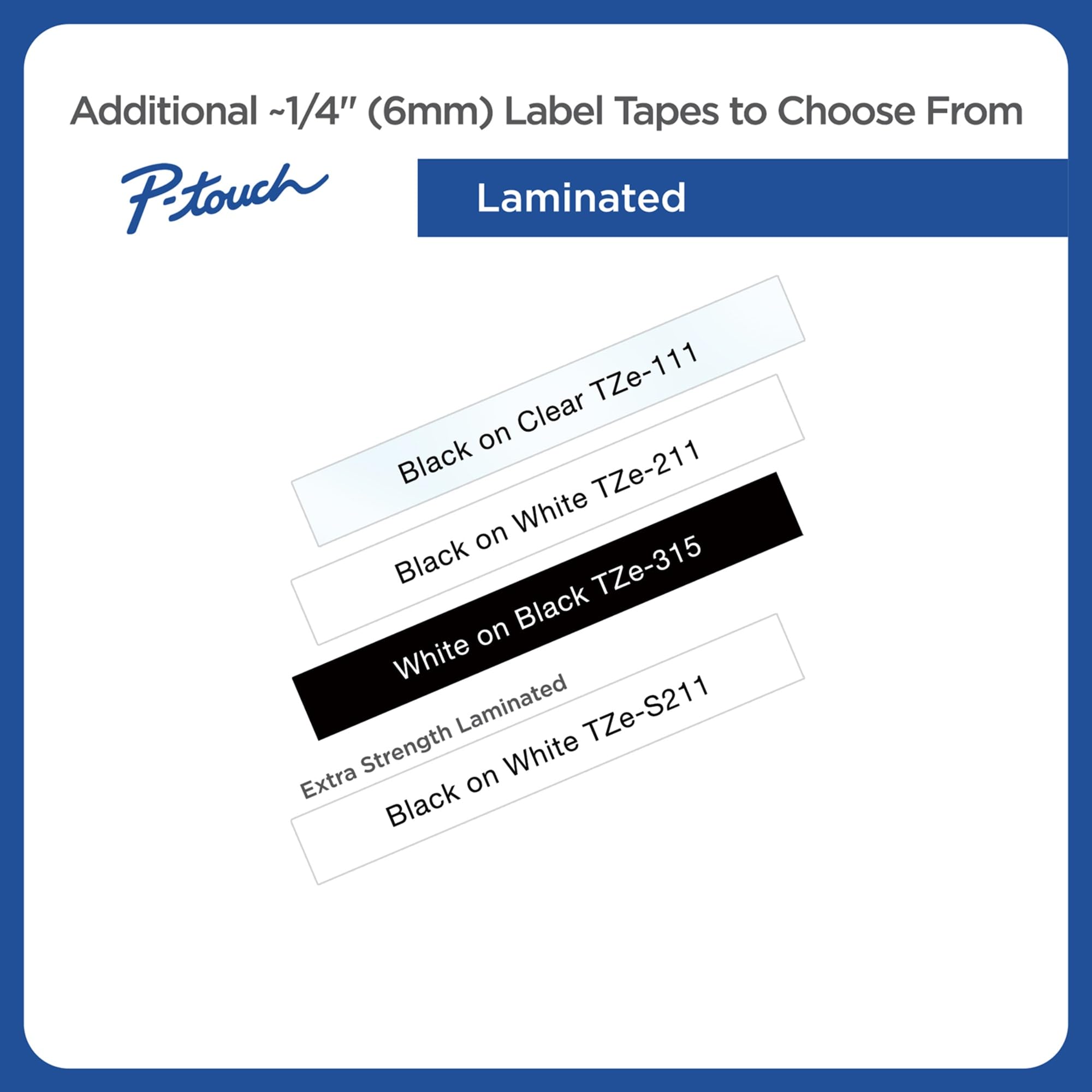 Brother Genuine P-touch TZE-211 Label Tape 1, 1/4" (0.23") Standard Laminated P-touch Tape, Black on White, Laminated for Indoor or Outdoor Use, Water Resistant, 26.2 Feet (8M), Single-Pack - Image 5