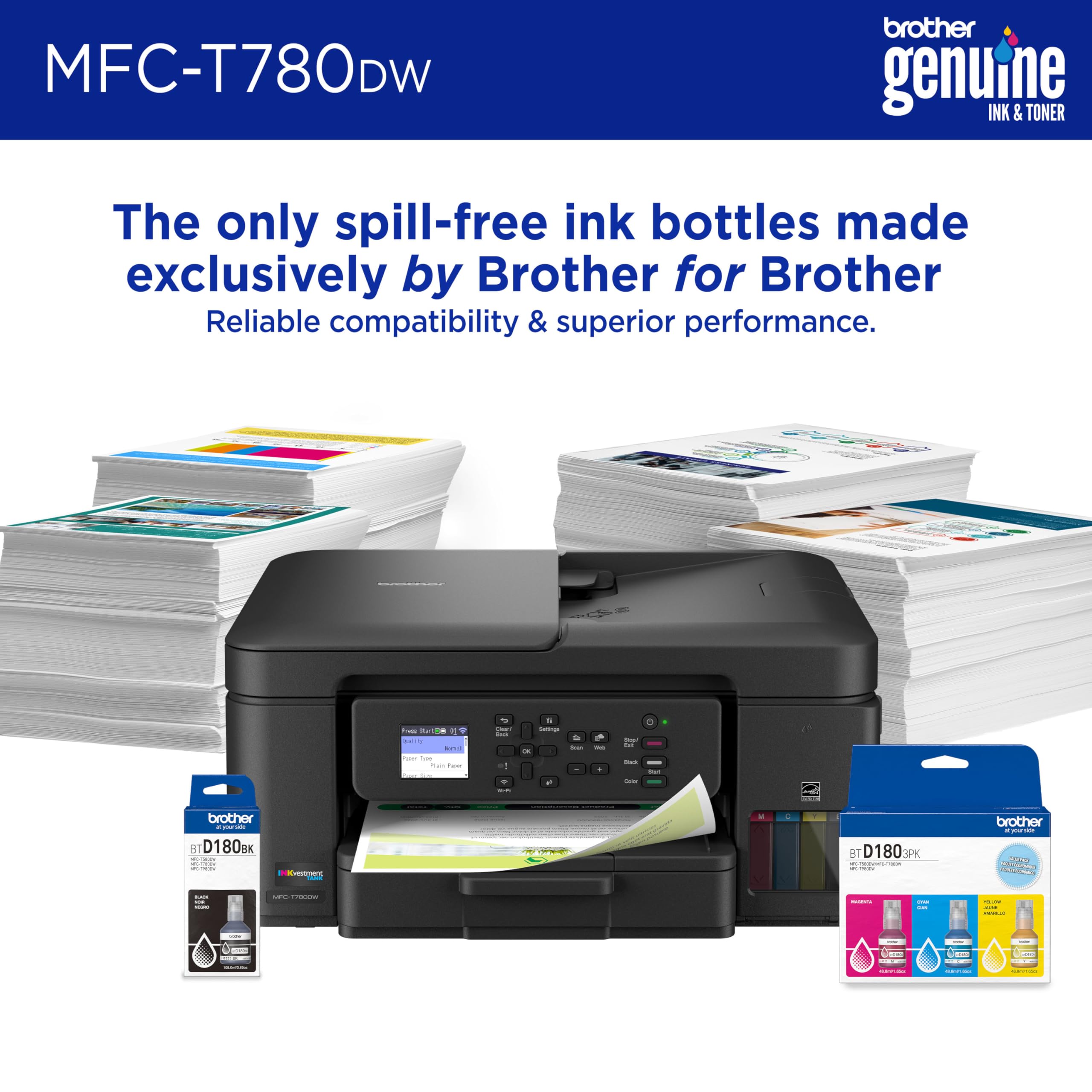 Brother INKvestment Tank 780 Wireless Color Inkjet All-in-One Printer with Duplex Printing | Includes up to 3 Years of Ink in-Box(1) and a 3-Year Limited Warranty(2) (MFC-T780DW) - Image 4
