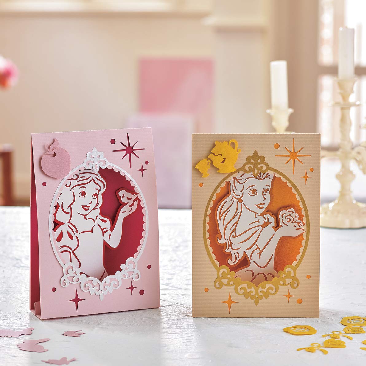 Brother ScanNCut Disney Snow White and Belle Paper Craft Collection CADSNP06, Includes 30 Intricate Designs for Shadowboxes, Pop-Up Cards, Rhinestone Templates and More - Image 5